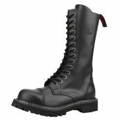 Angry Itch Bottes En Cuir - 14-Hole Noir