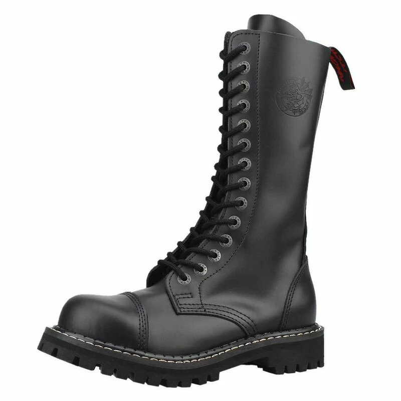 Angry Itch Bottes En Cuir - 14-Hole Noir