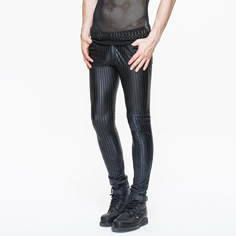 Devil Fashion Pantalon En Similicuir - Strisce