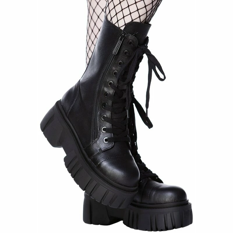 Killstar Combat Boots - Kick The Bucket Noir